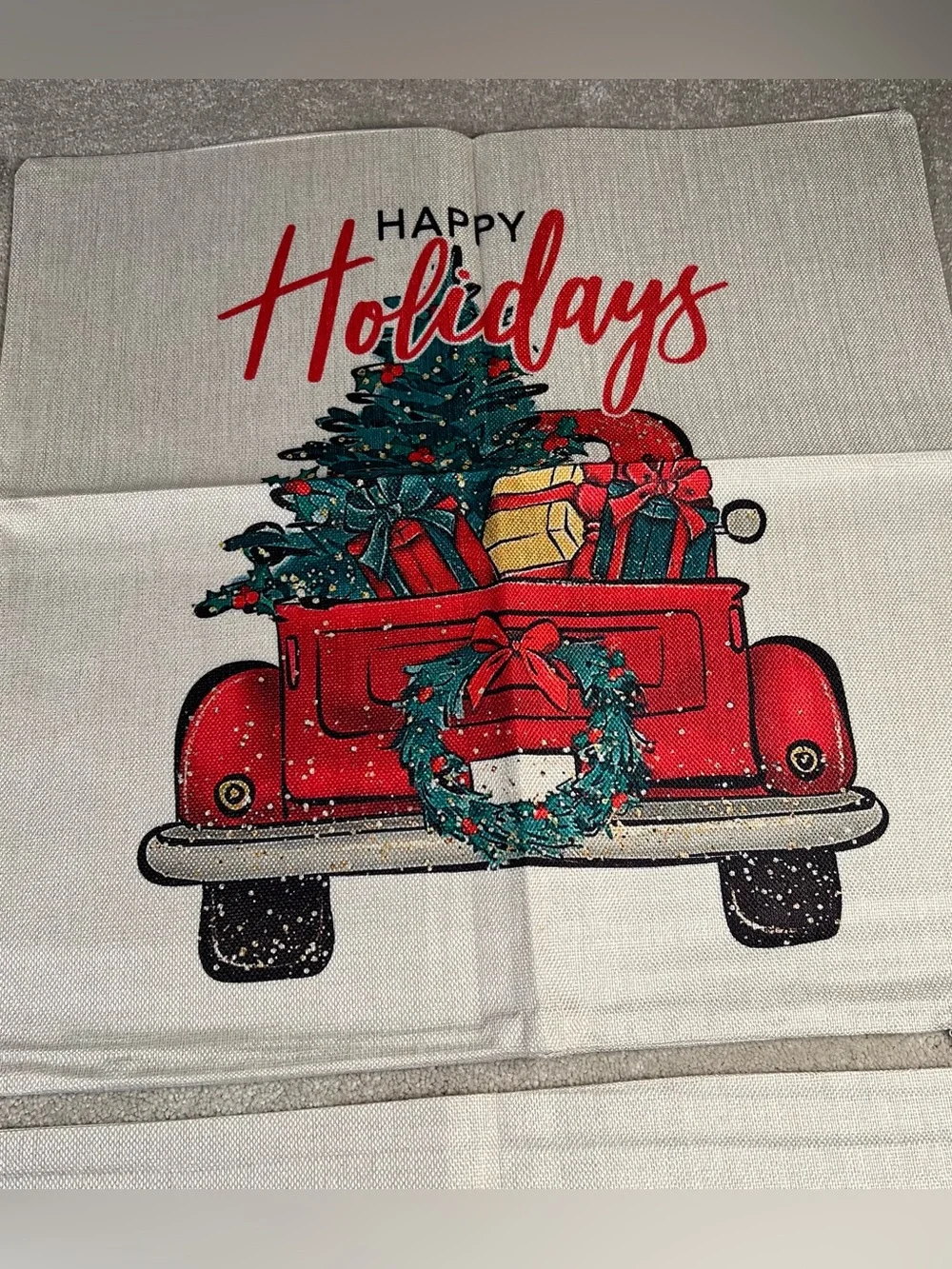 Christmas Pillow Covers Set of 4 Lamb Gnomes Holly Jolly Woven